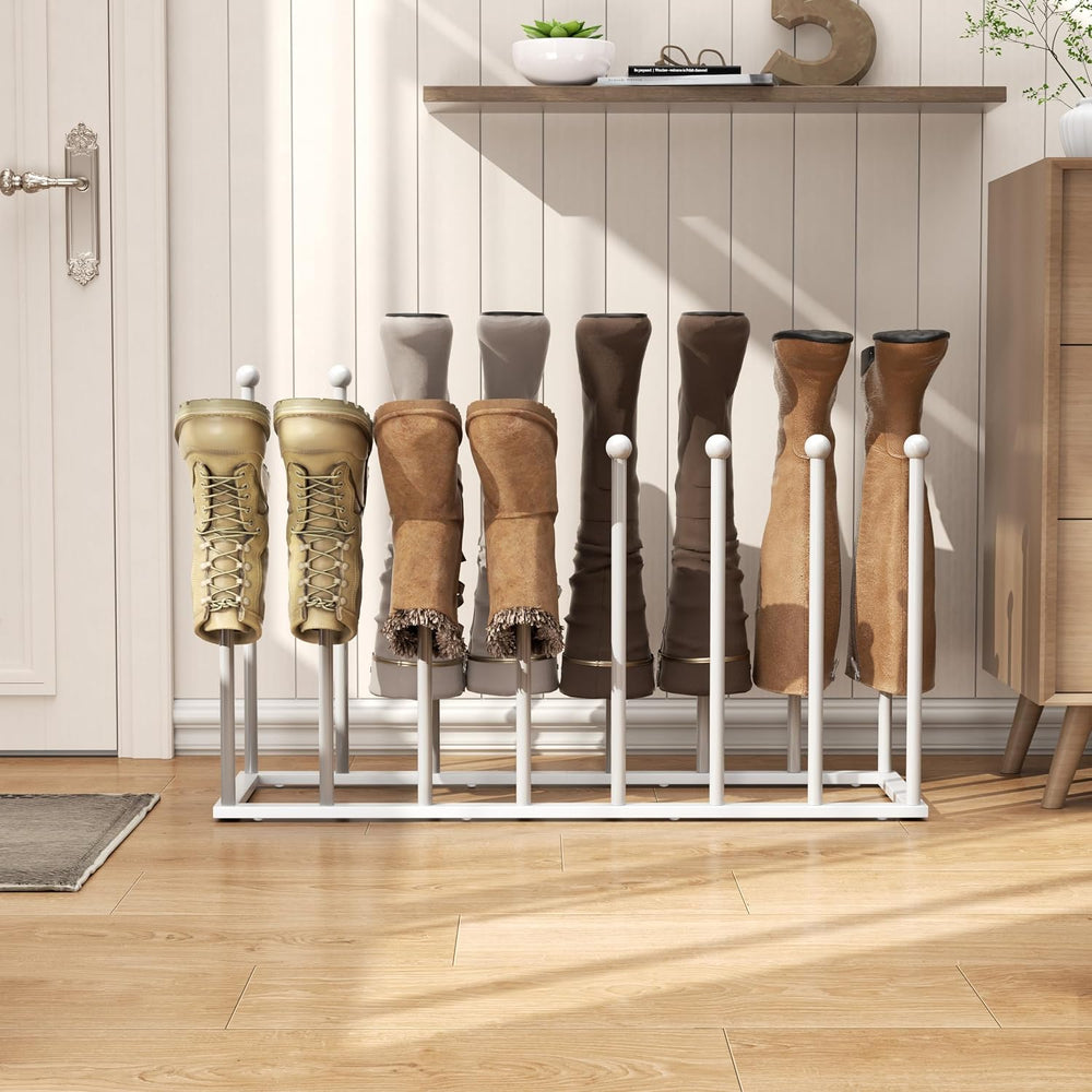 Freestanding Boot Rack, Shoe Storage Organizer Fit for 8 Pairs, White