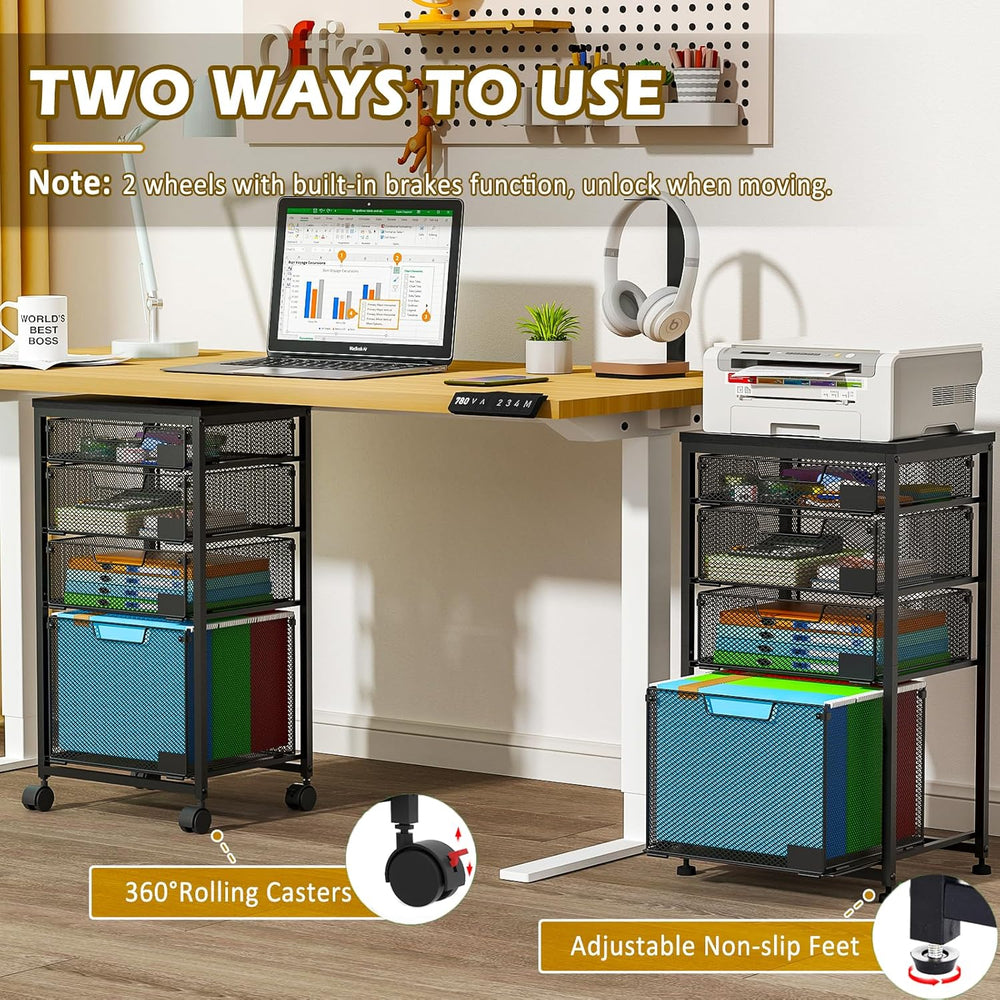 Sbanmao 4 Drawers Rolling Storage Cart, 1 Large Drawer (11.22"D x 12.2&q...