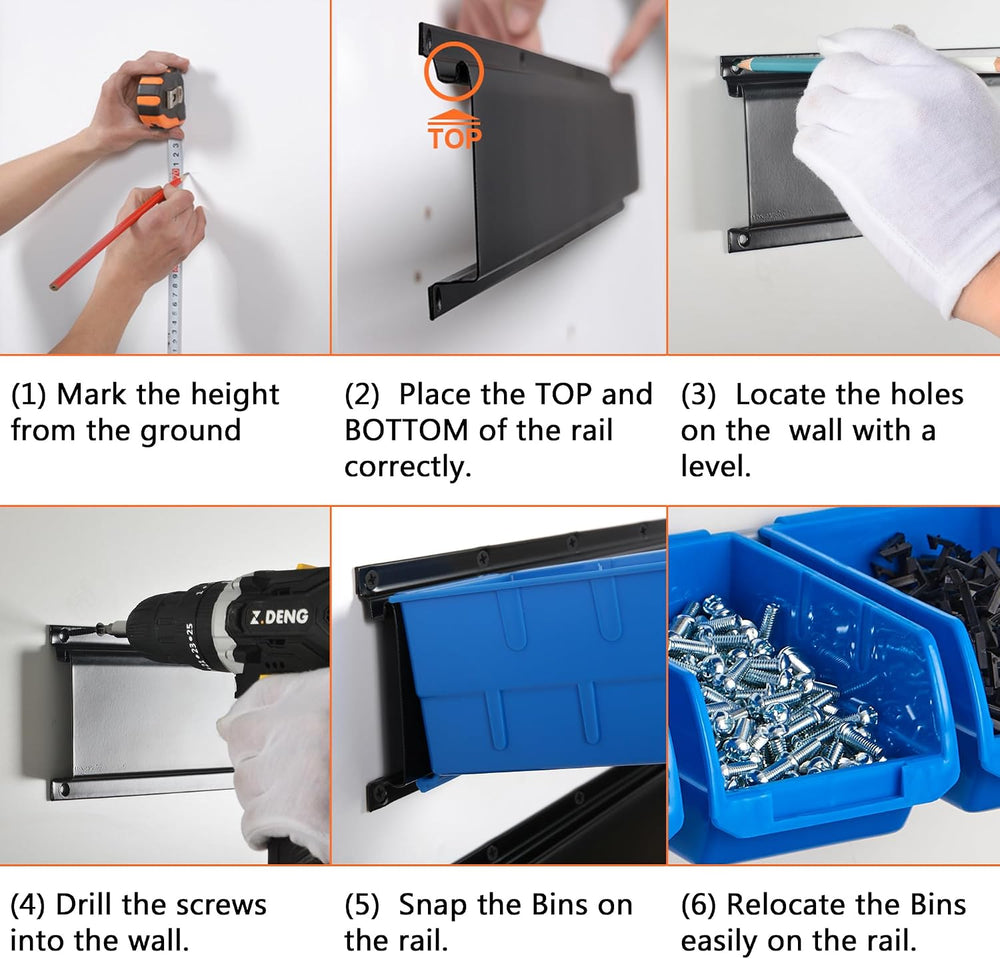 Wallmaster Wall Mounted Storage Bins, Wall Storage Bins Parts Rack 10 Bins&am...