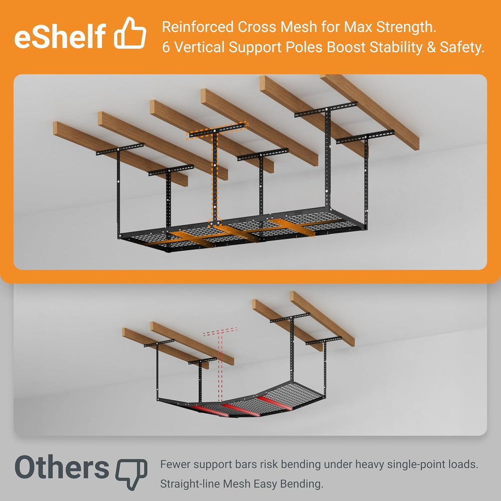 3x8ft Overhead Ceiling Garage Storage Rack, 750LBS Capacity, Black