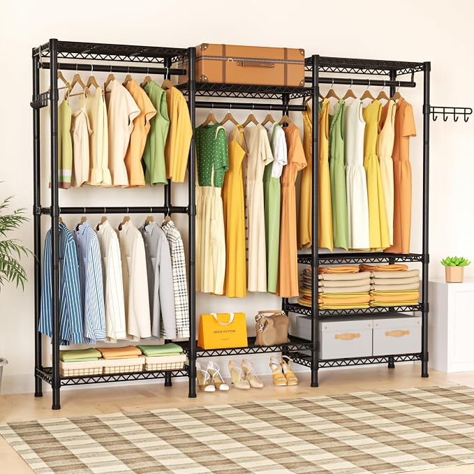 Heavy Duty Garment Rack Large Clothes Rack, Freestanding Closet Portable