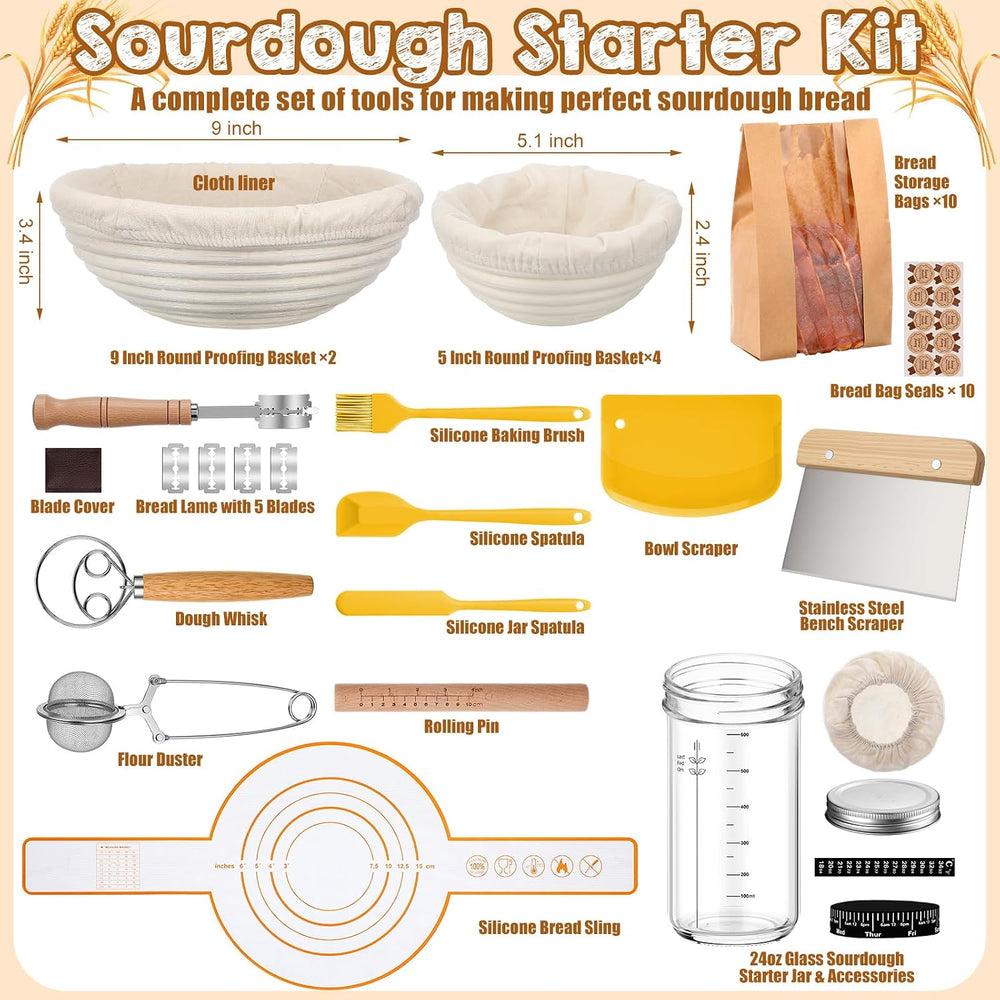 Nitial Sourdough Bread Baking Kit with Proofing Baskets