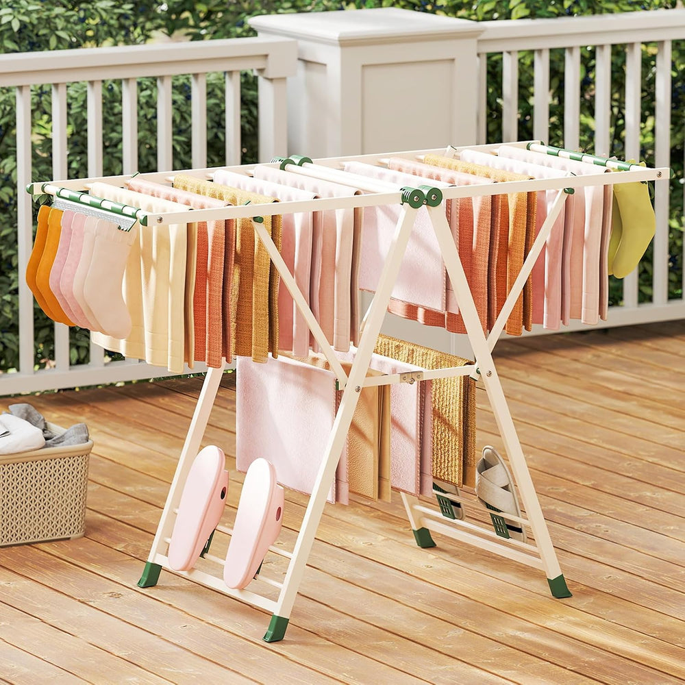 GIANTEX Foldable Metal Clothes Drying Rack, 55.5" Height Adjustable Wings