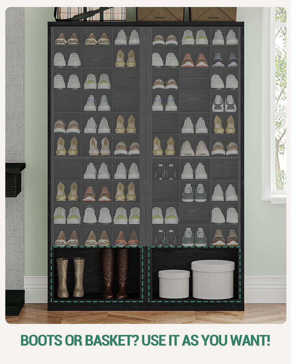Hzuaneri 11 Tiers Shoe Storage Cabinet, Tall Shoes Cabinet with Cubby
