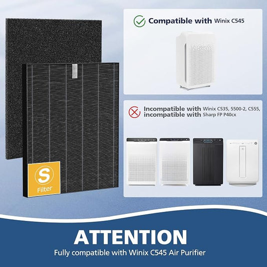 2 Pack C545 HEPA Smoke Replacement Filter S Compatible - Image 2
