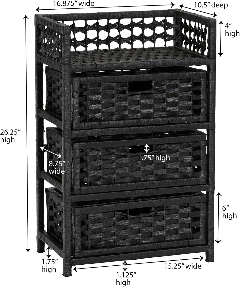 Household Essentials Woven 3 Drawer Chest with Cutout Handles