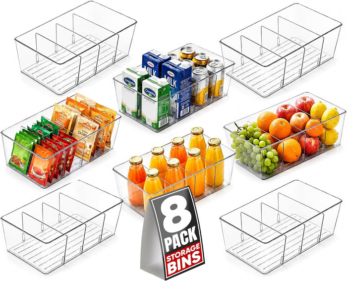 Oizeir Clear Pantry Organizer Bins 8-Pack - Fridge Organizer