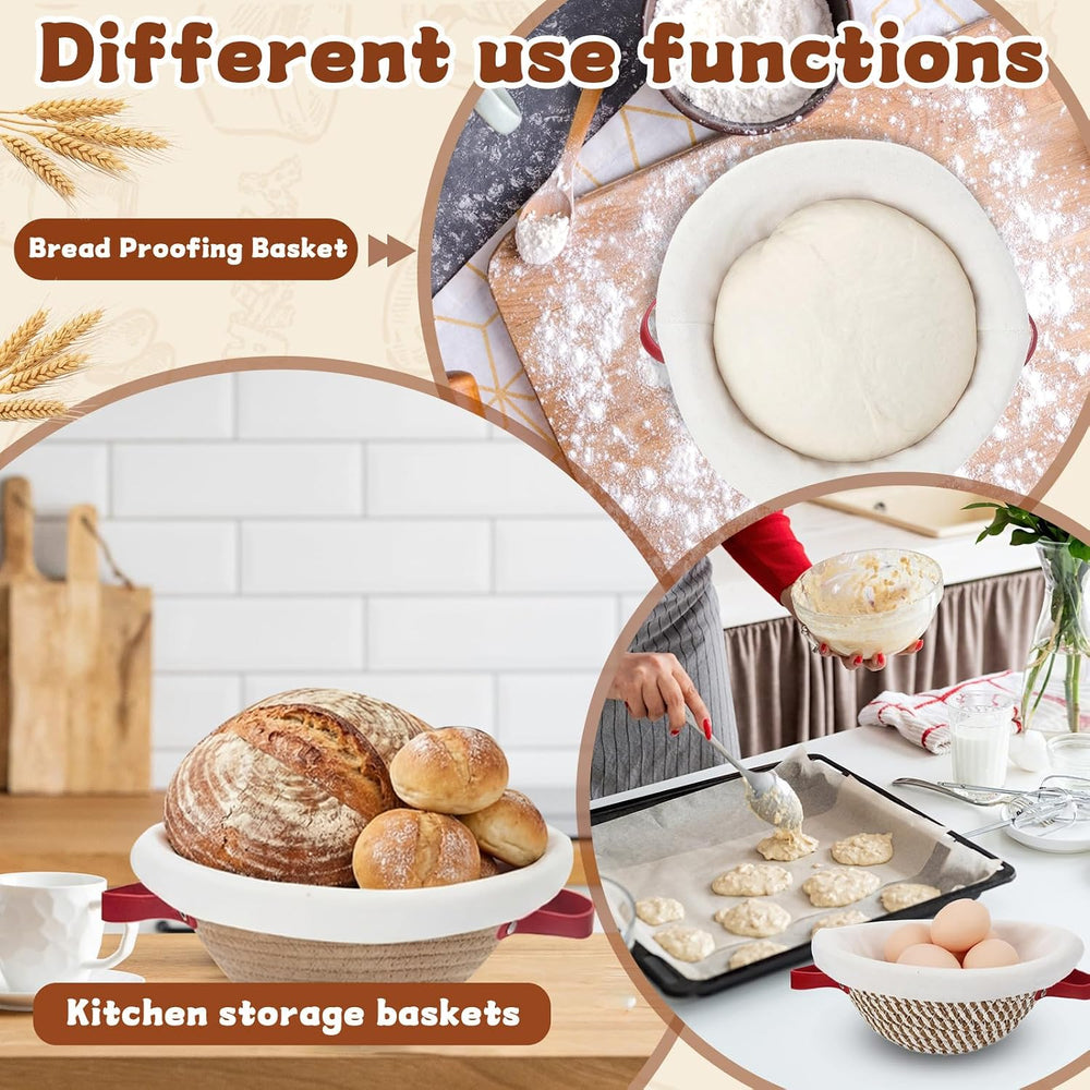 Gisafai 12 Set Banneton Bread Proofing Baskets Bulk 9 Inch Round Cotton Rope ...