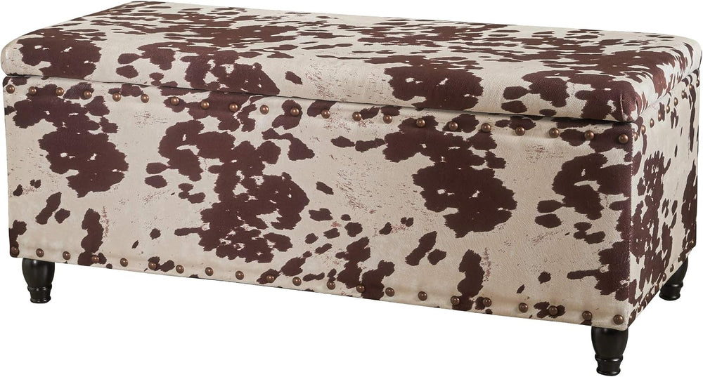 Christopher Knight Home Tatiana Velvet Storage Ottoman, Milk Cow / Dark Brown