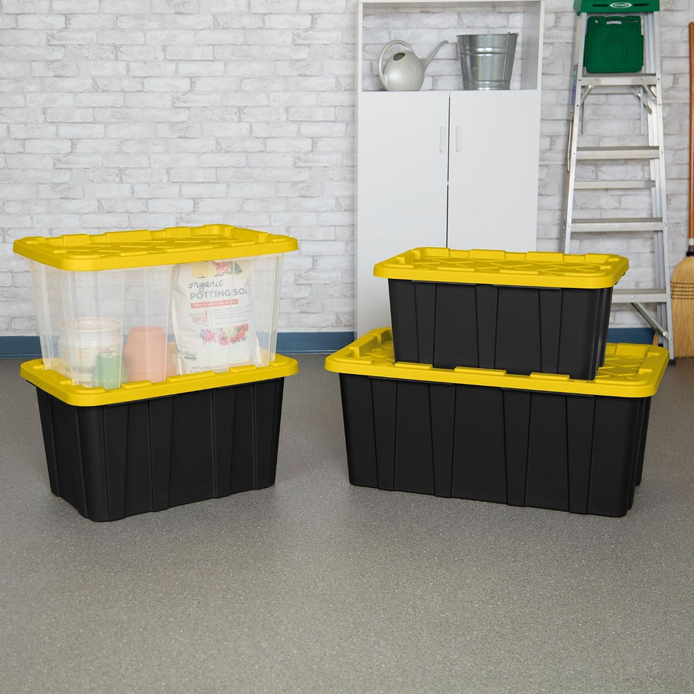 Sterilite Industrial Storage Box with Lids for Garage, 27 Gallon, 4-Pack