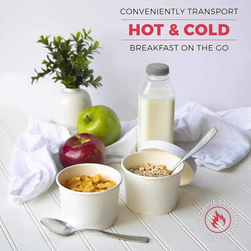 NYHI Kraft 50 Pack 16 oz White Paper Bowls Soup Storage Containers With Lids ...
