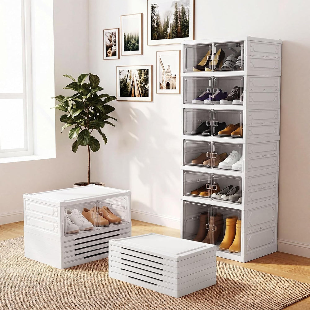 GIANTEX 6-Tier Plastic Foldable Shoe Rack Organizer, Easy Assembly