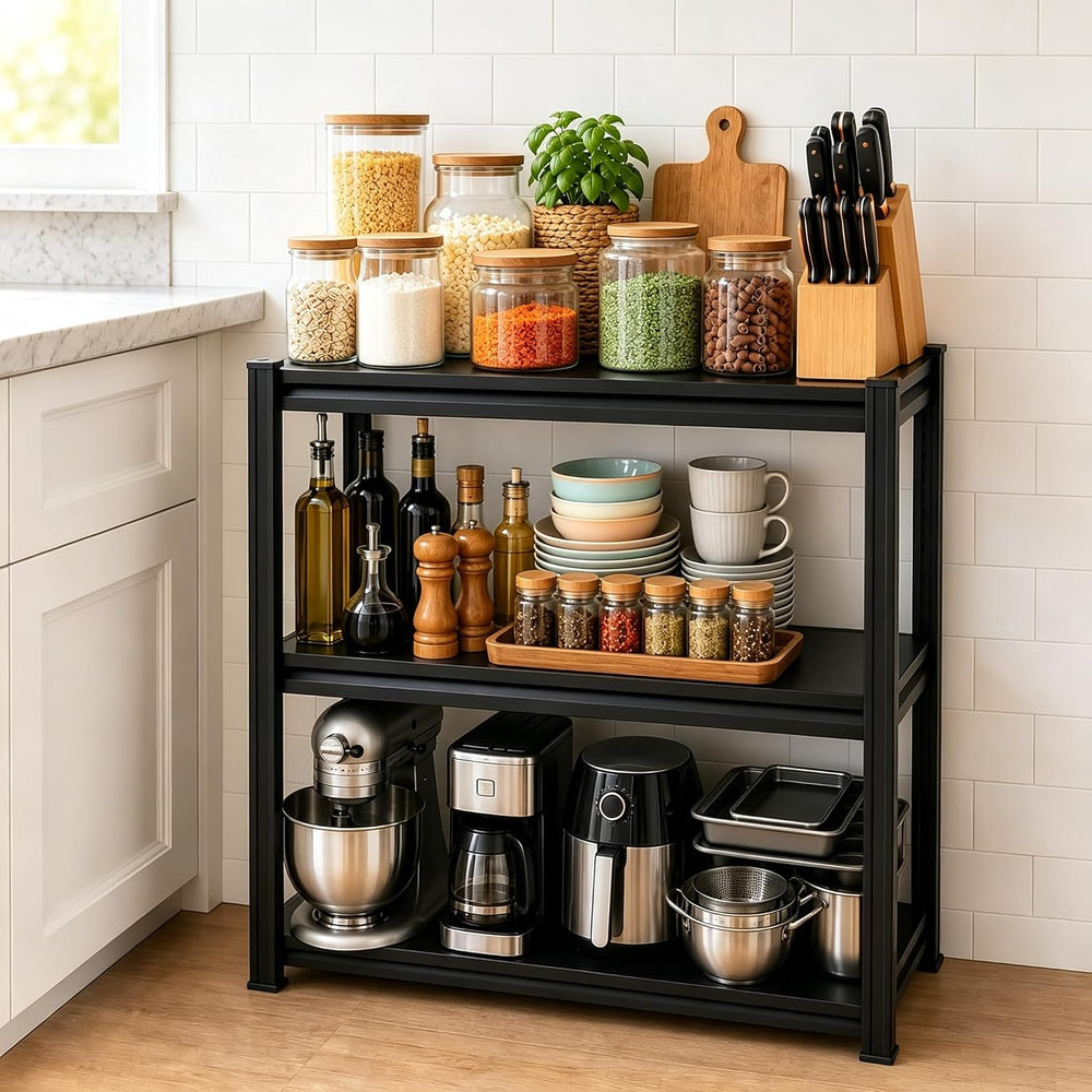 PRESTELION Kitchen Storage Shelf 3 Tier Adjustable Metal Rack