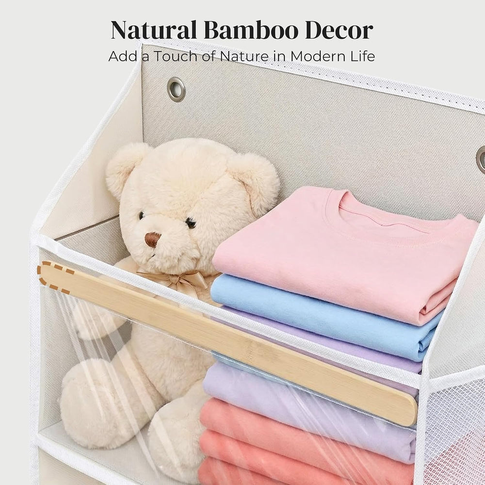 Eco-Bamboo Slim Over The Door Organizer, Narrow 5-Tier Storage,2 Pack
