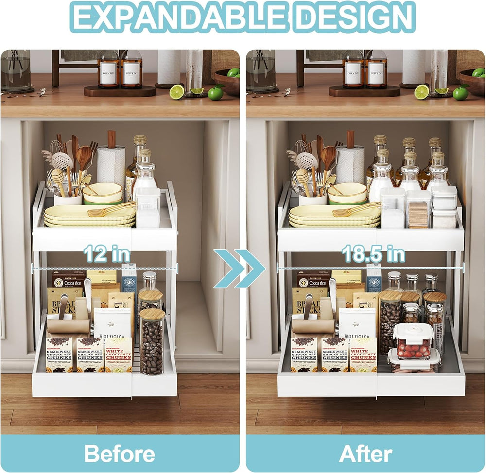 Golener 2-Tier Expandable Pull Out Cabinet Organizer, Cabinet Drawers, 16"D
