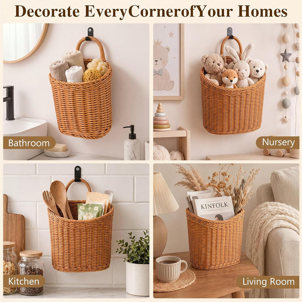 4 Pcs Hanging Woven Wall Basket Organizer Hanging Decorative