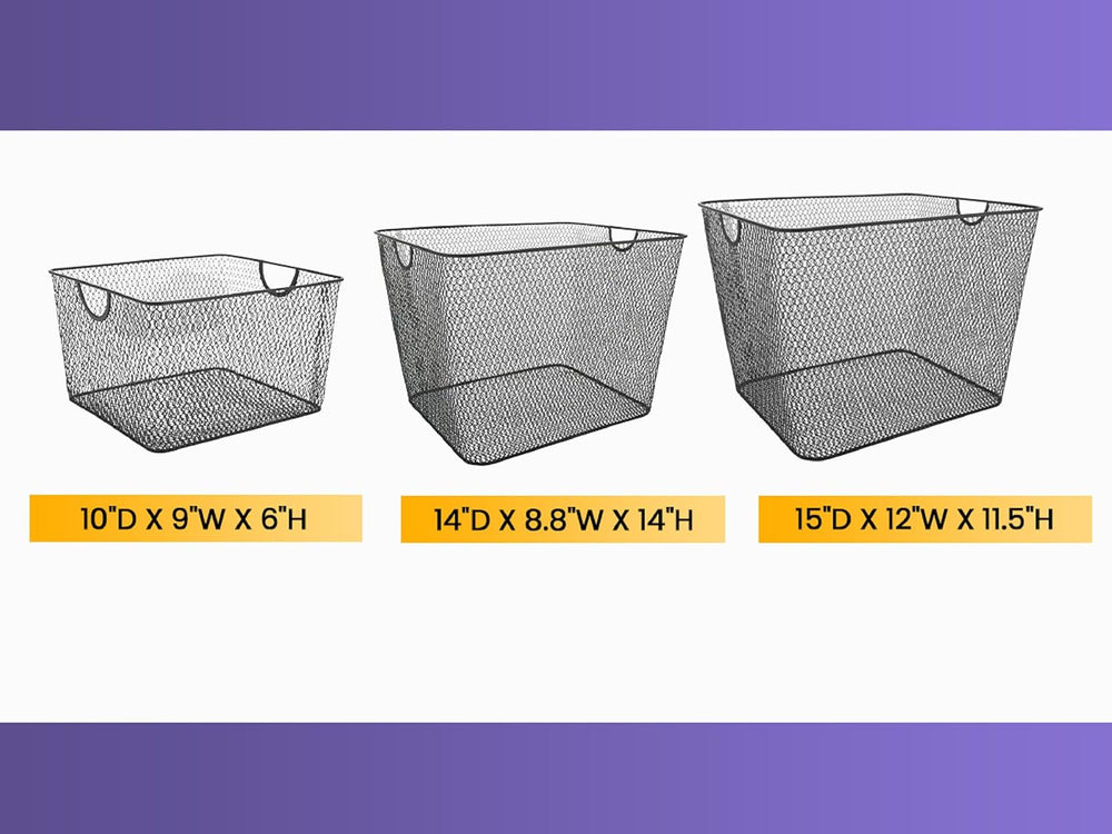 YBM Home Mesh Wire Food Storage Organizer Bin Basket with Handle for Kitchen ...
