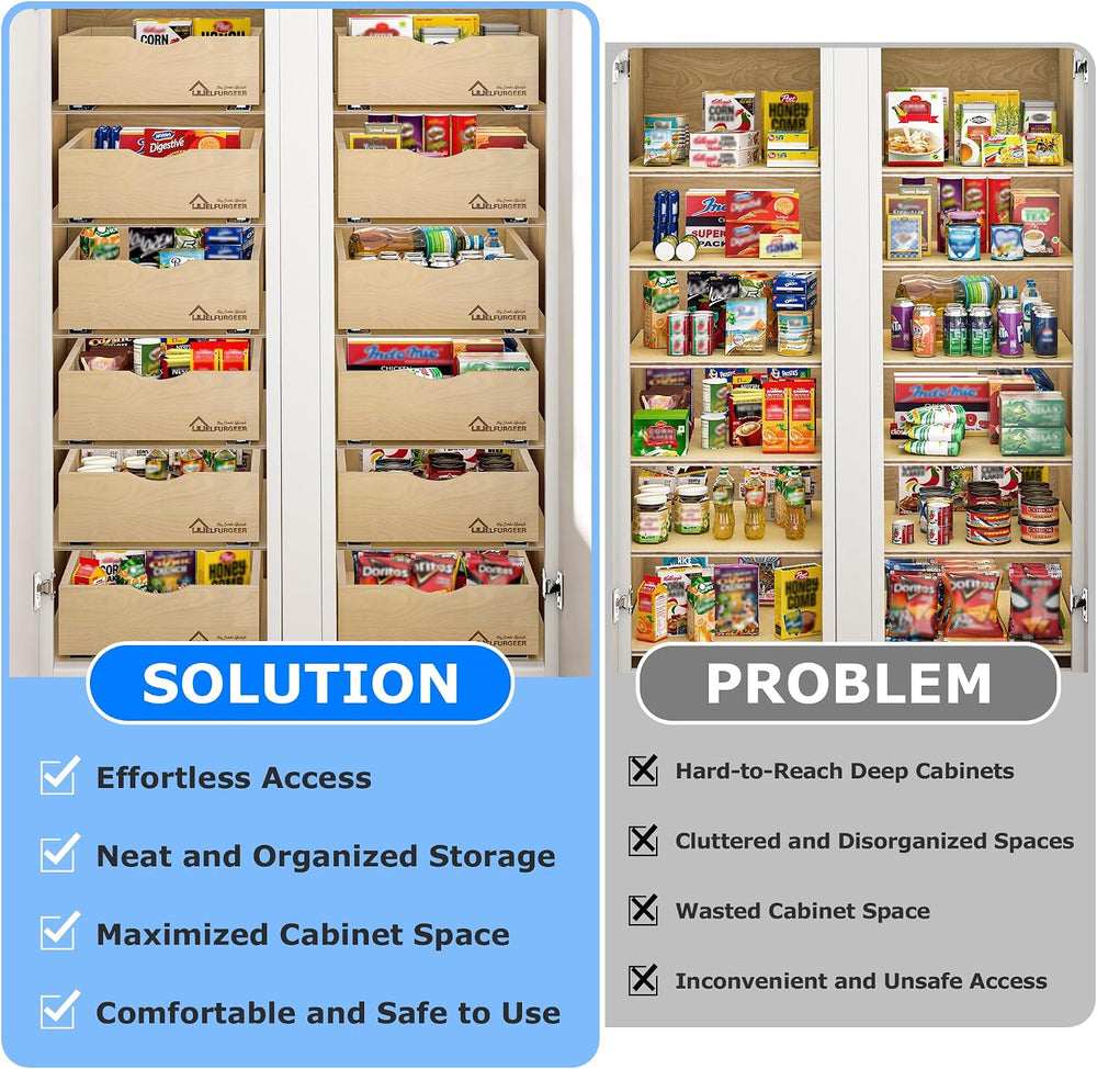 WelFurGeer Soft Close Pull Out Drawer for Kitchen Cabinets, 20" W x 21&q...