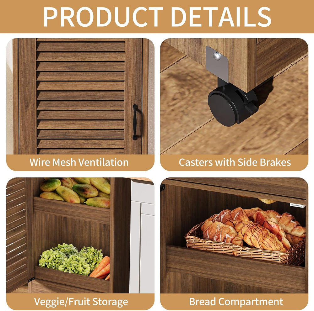 4-Tier Potato Storage Bin, Movable Potato and Onion Storage Bin for Pantry
