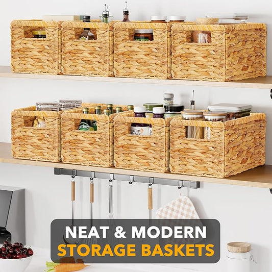 SpaceAid 8 Pack Wicker Basket, Storage Baskets - Image 2
