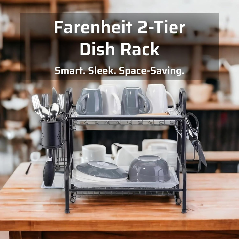 Farenheit Stainless Steel 2-Tier Side Sink Dish Drying Rack for Kitchen Count...