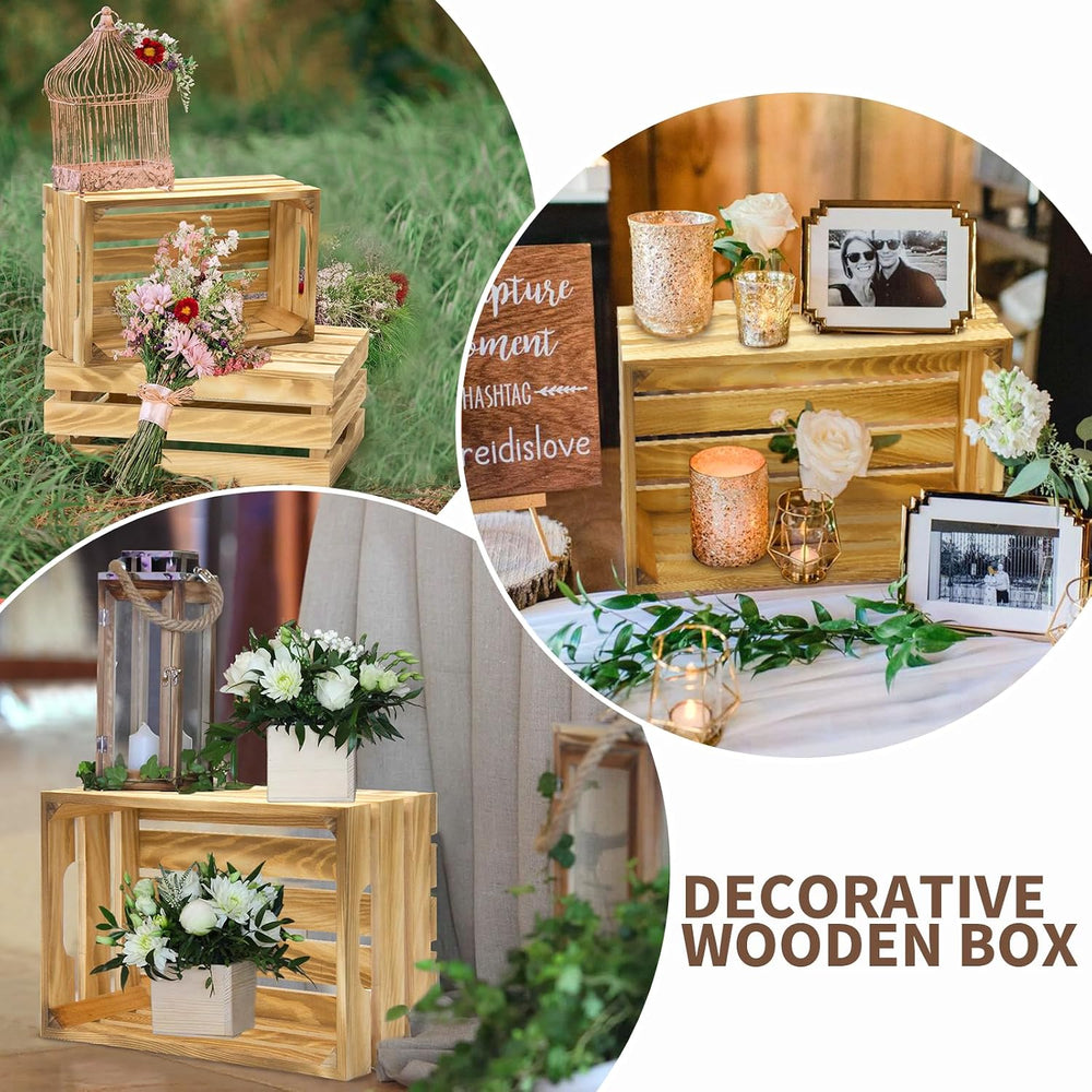 6 Pcs Wooden Crates for Display, Nesting Wood Crate for Storage, 6 Size