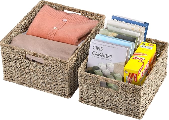 HOONEX Large Wicker Baskets for Storage, Seagrass Baskets - Image 6
