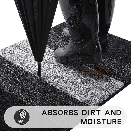 Kitinjoy Indoor Outdoor Door Mat, 36x24 Non-Slip Absorbent Dirt Trapper - Image 2