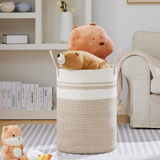 VIPOSCO Large Laundry Hamper, Tall Woven Rope Storage Basket - Image 2