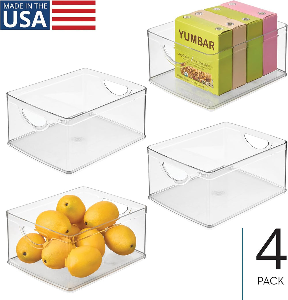 iDesign Plastic Stackable Kitchen Cabinet Storage Bin, Clear, 4-Pack