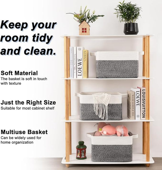 OIAHOMY 3 Pack Storage Basket for Organizing, toy organizers, Stylish Room Decor - Image 2