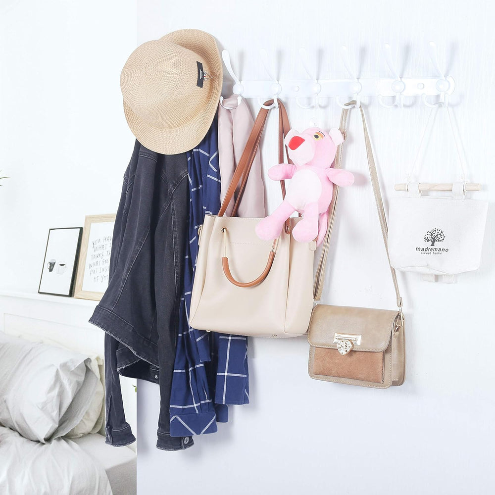 WEBI Coat Rack Wall Mount long,8 Tri Hooks for Hanging,30 inch Hook Rack Rail...