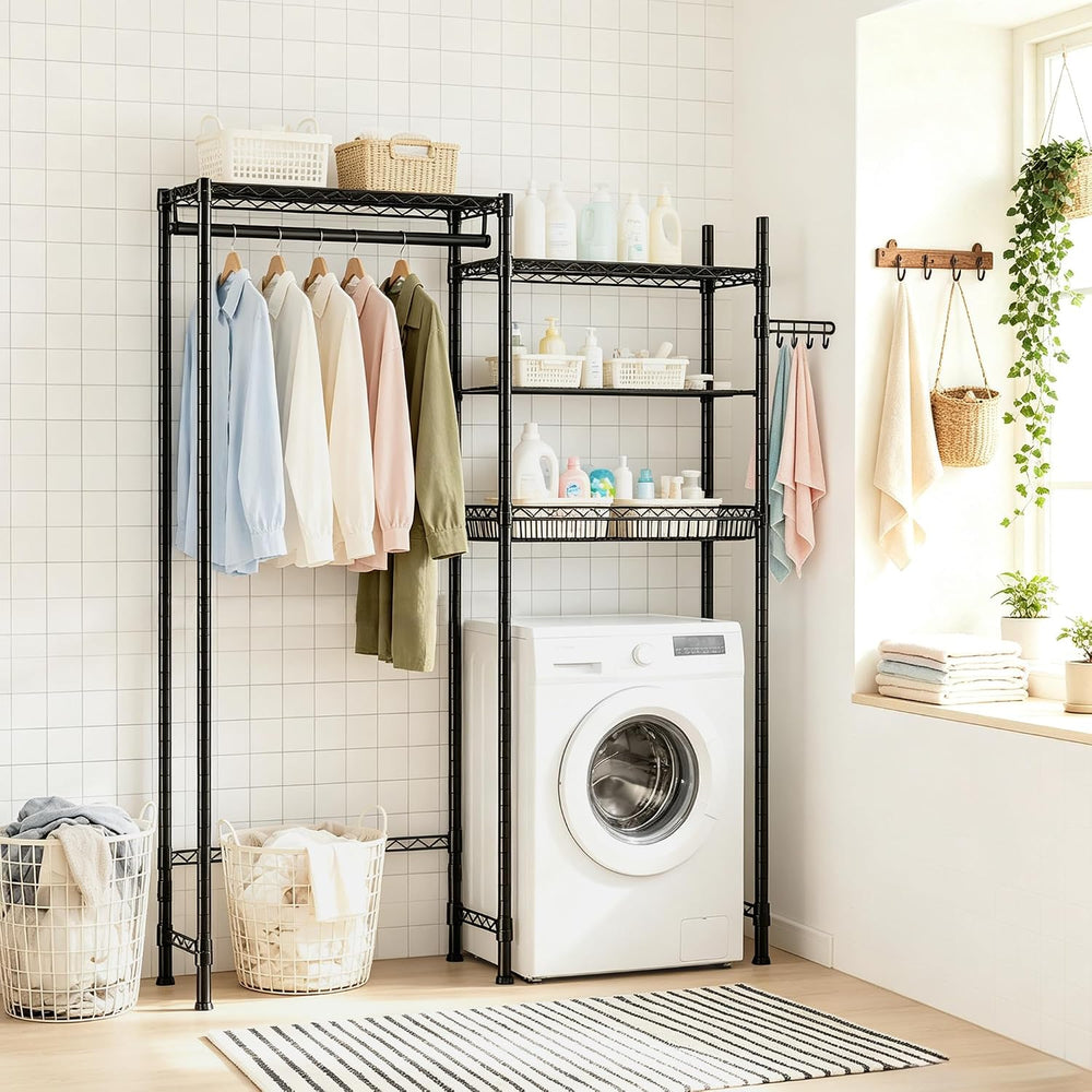 Over Washer and Dryer Laundry Shelves, 4-Tier Heavy Duty Clothes Drying Rack ...