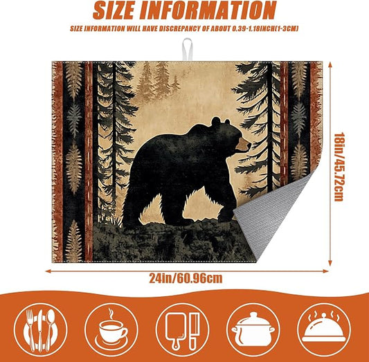 Forest Bear Dish Drying Mat for Kitchen Counter Microfiber Absorbent Dish - Image 2