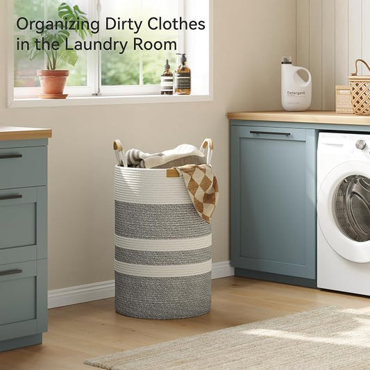 75L Striped Laundry Hamper - Image 2