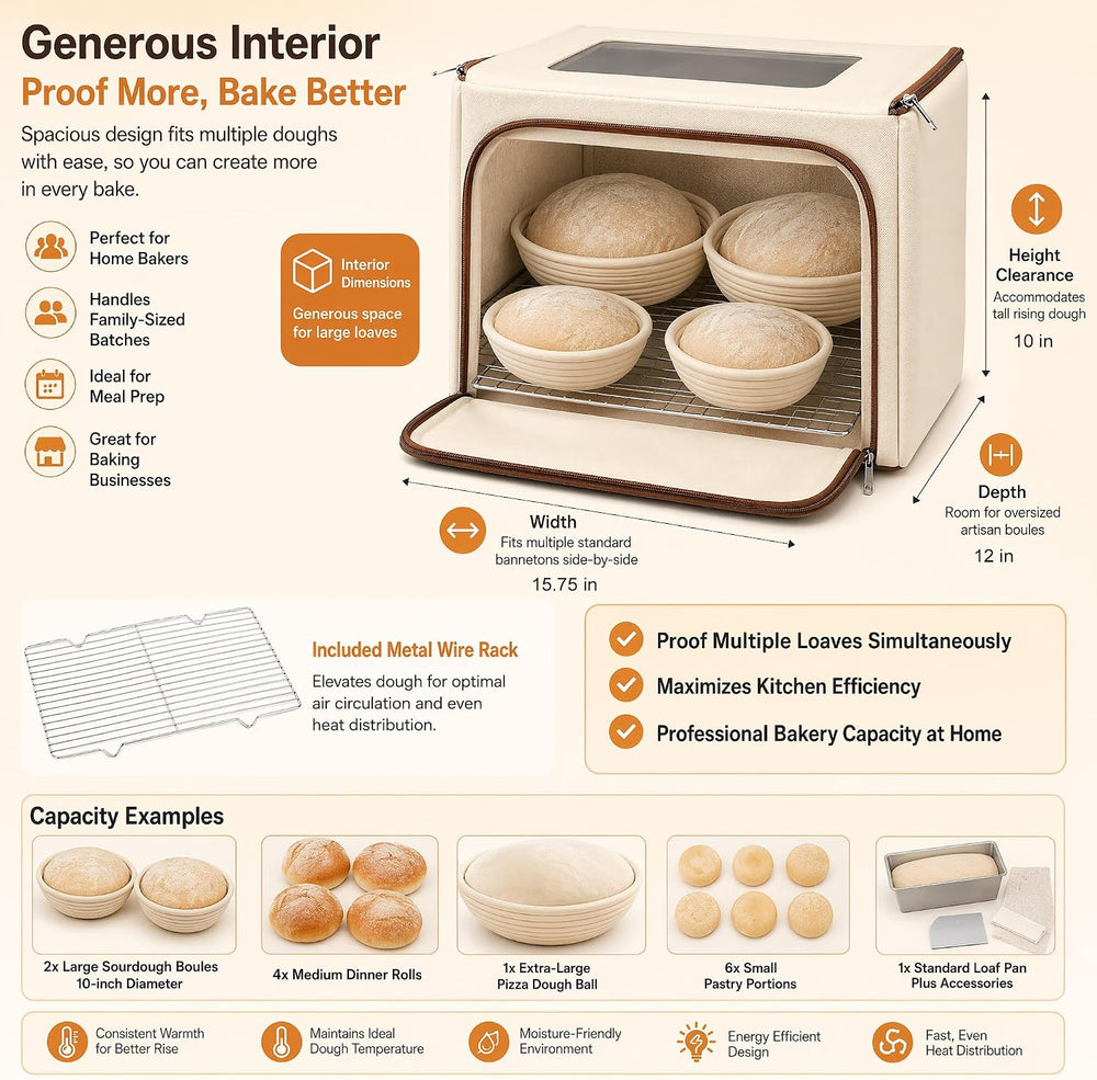 Versatile Bread Proofer Warming Box with Temperature Timer Metal Rack