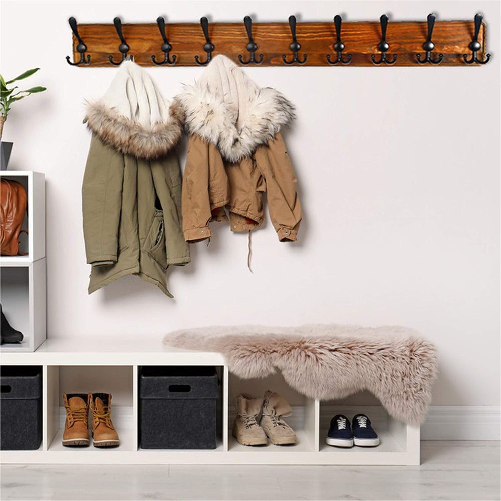 Dseap Coat Rack Wall - Heavy-Duty 38-1/4" Long, with Reinforced 10 Custo...