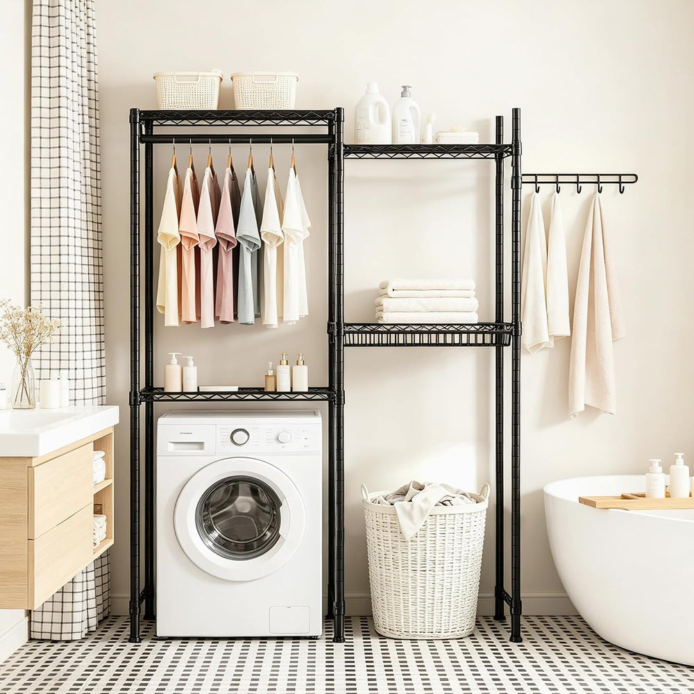 Over Washer and Dryer Laundry Shelves, 4-Tier Heavy Duty Clothes Drying Rack ...