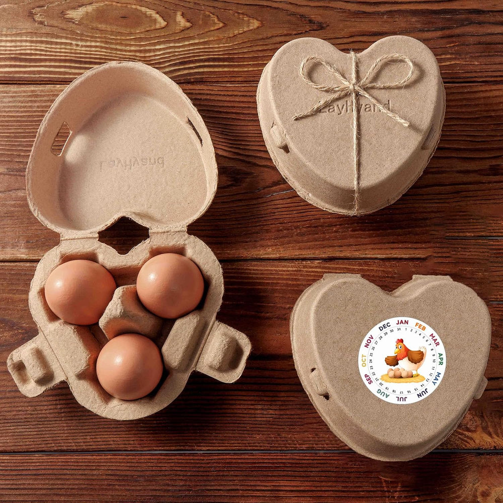 100PCS Valentine Heart Shaped Egg Cartons 3 Count with Label and Jute Rope