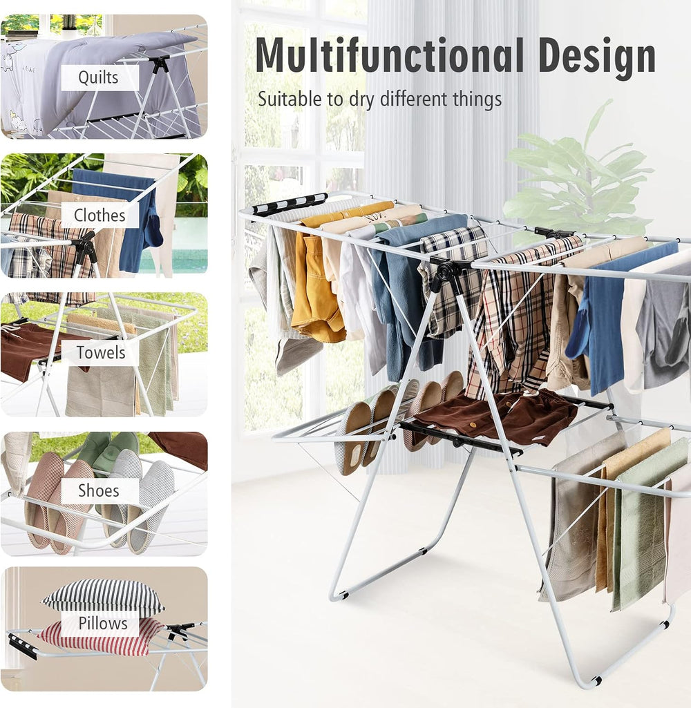 Nightcore 2-Layer Clothes Drying Rack, Aluminum Drying Rack with Adjustable H...