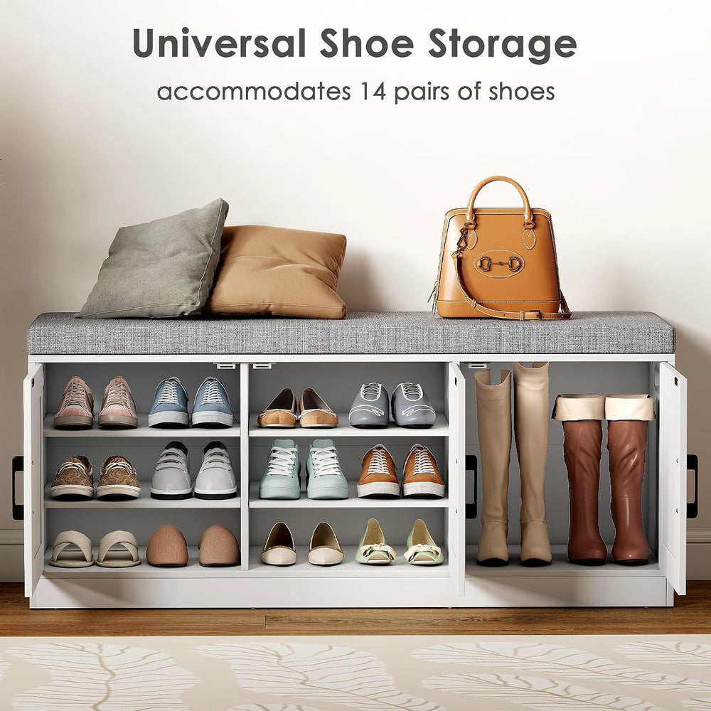 3-Tier Shoe Storage Bench with Adjustable Shelf, Large Capacity Entryway Shoe...