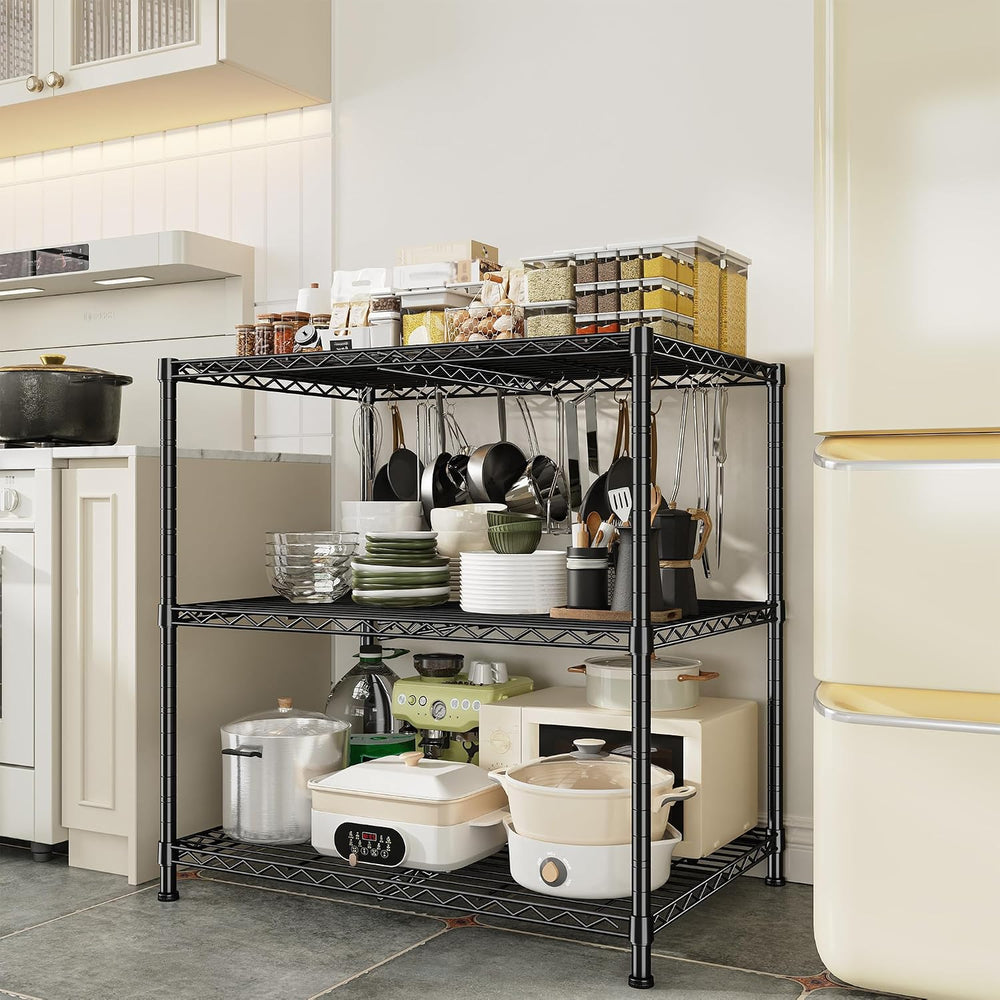 DurayLoly Adjustable 3-Tier Heavy Duty Metal Shelving, Wire Storage Rack