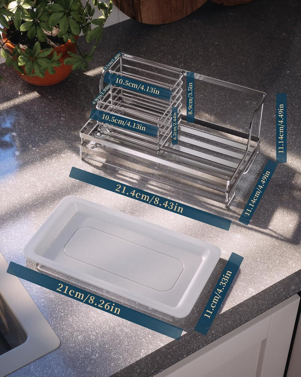 Consumest Sink Caddy, 5-in-1 Sponge Holder Kitchen Sink Caddy Organizer with ...