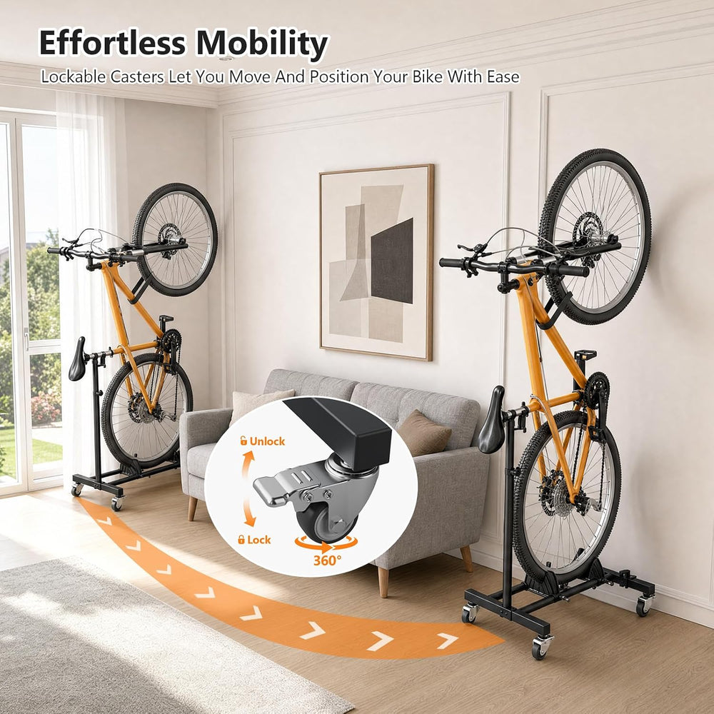 Vertical Bike Stand, (2 Pack) Space Saving Indoor Bicycle Storage Rack with W...
