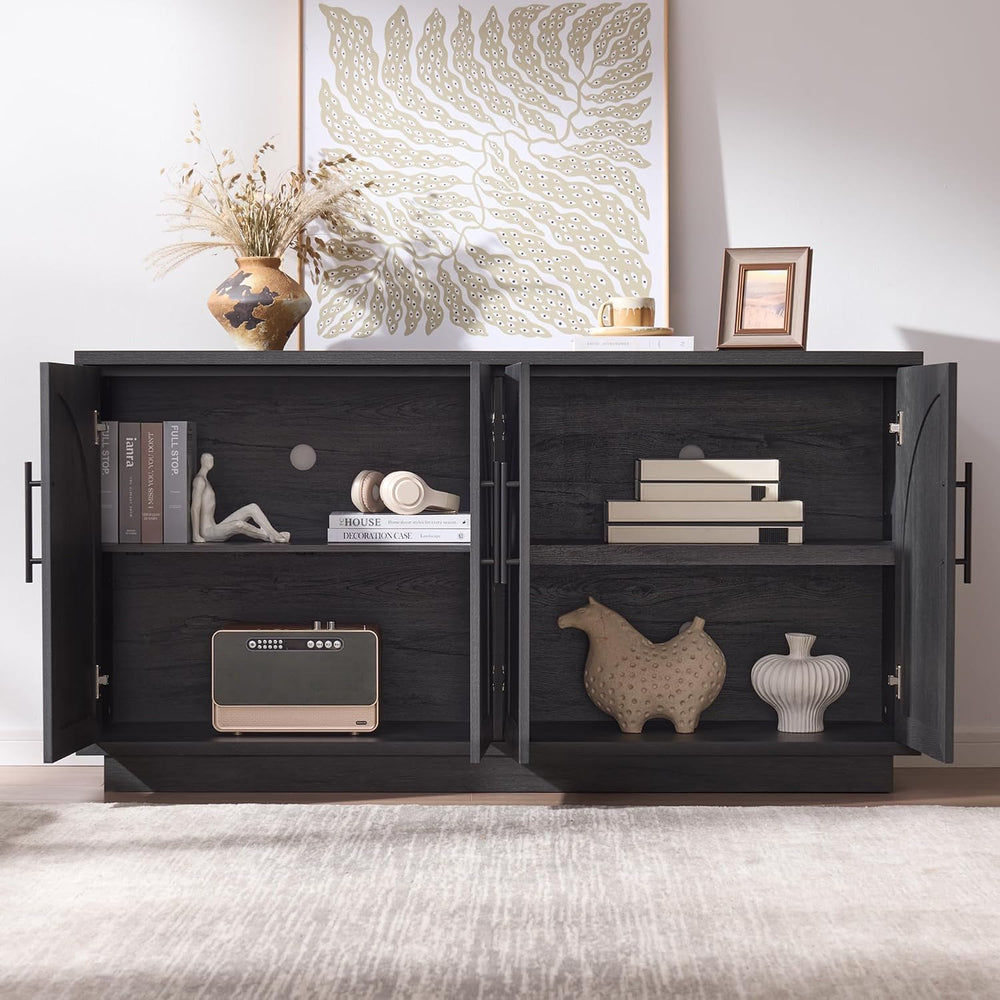Fatmok 59" Sideboard Buffet Cabinet & TV Stand Set of 2, Modern Arch...