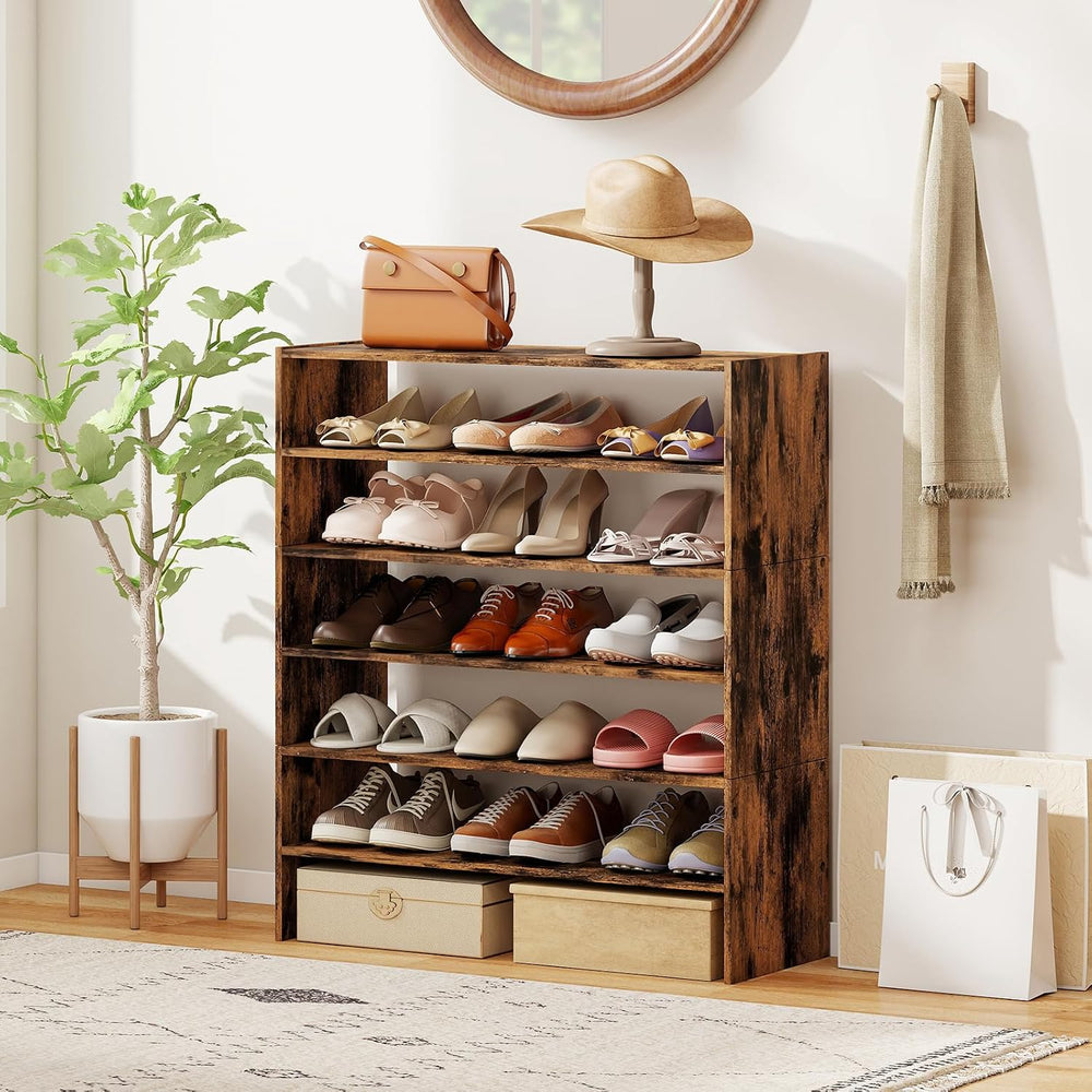 COSTWAY 6-Tier Shoe Rack, Extra Wide Shoe Shelf Organizer
