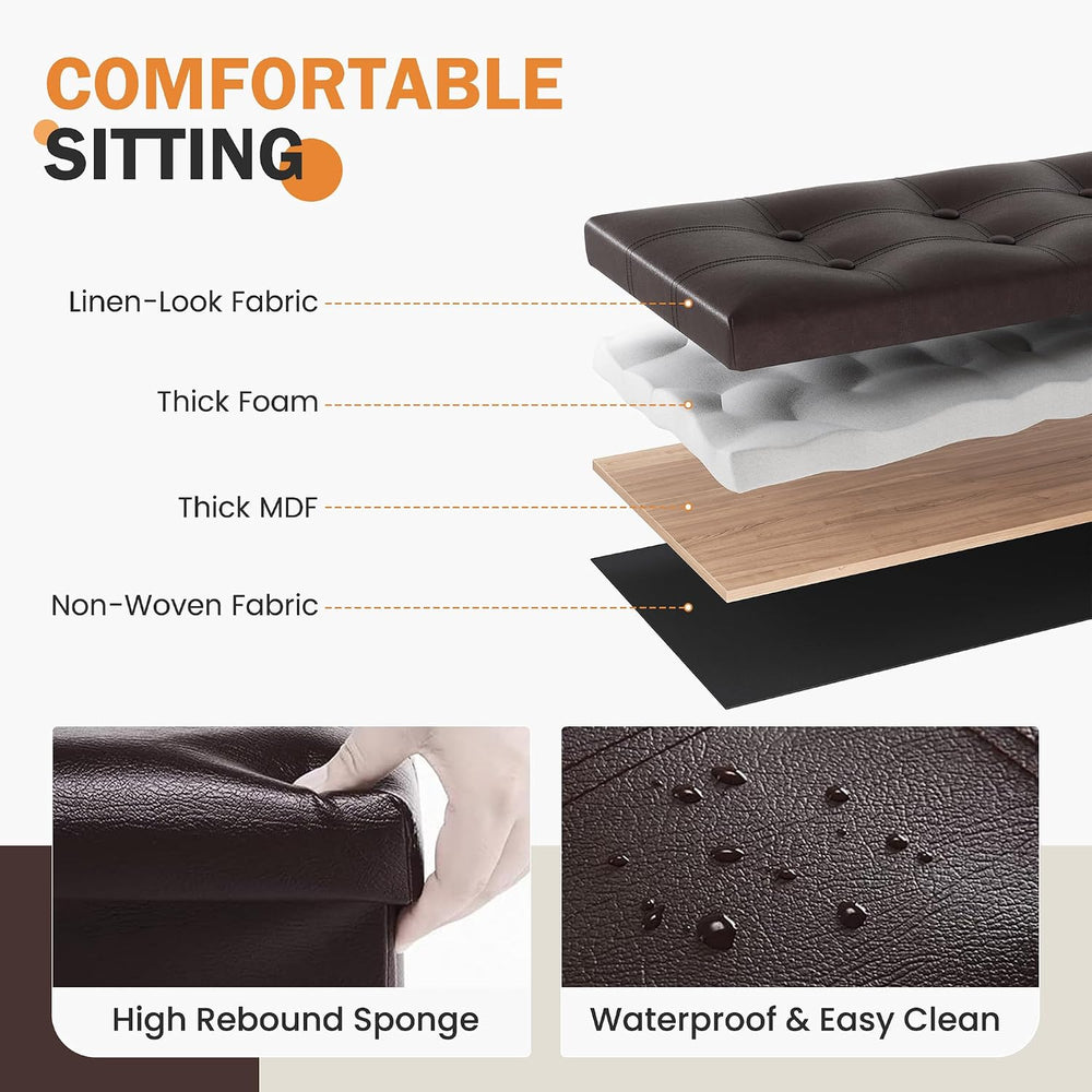 Youdesure Folding Storage Ottoman Bench, Faux Leather Footrest Couch for Livi...