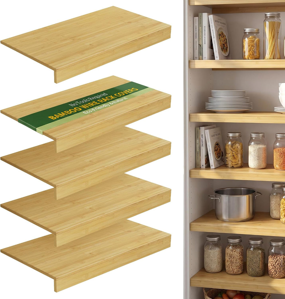 Wire Shelf Covers, Bamboo Wire Rack Covers (4PCS, 40" W x 16" D) Na...