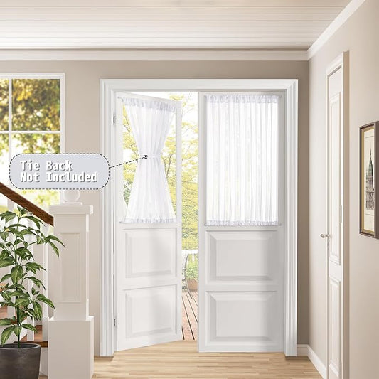 Tollpiz Sheer Door Curtains Closet Linen Textured Curtain Sheers Doorway Light - Image 2