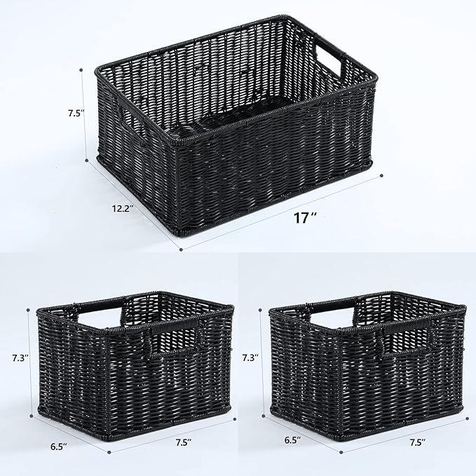 HOONEX Large Wicker Baskets for Storage, Woven Plastic
